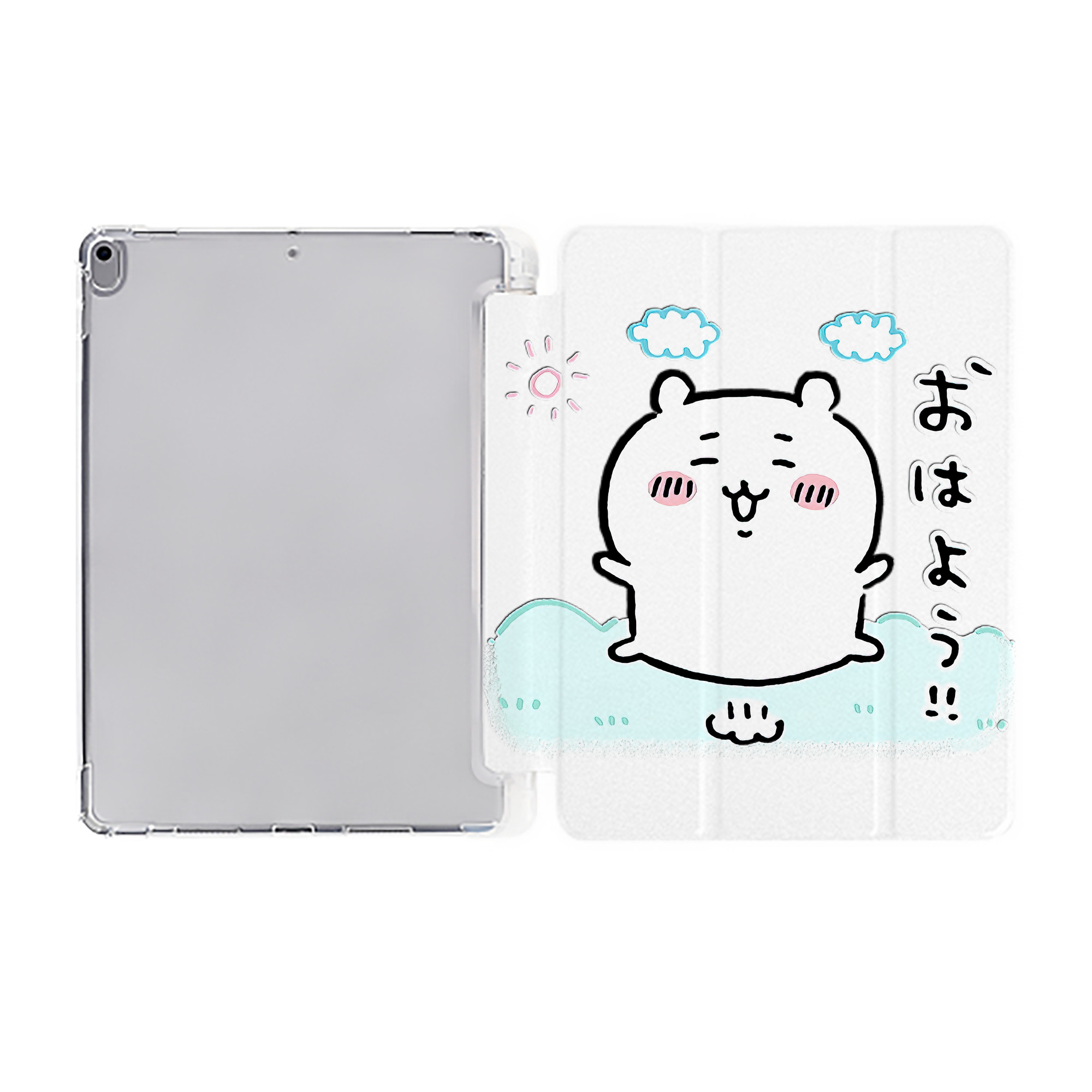 （画像用） ちいかわ ちいかわ Chii-kawa chiikawa IPad ケース ペン収納付き 三つ折りスタンド PUレザー×シリコン 対応機種9.5/10.5/10.9インチ